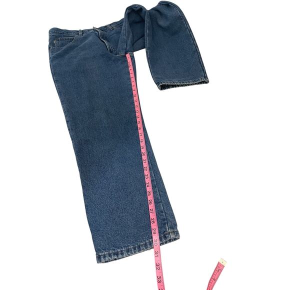 L.L. Bean Double L Plaid Flannel Lined Jeans Natural Fit Medium Wash Blue 35x30 - Picture 11 of 16